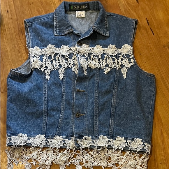 logo club Jackets & Blazers - Logo Club Denim vest with lace